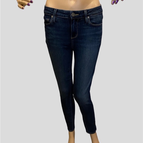 Women's Paige Verdugo Mid-Rise Dark Wash Cropped Skinny Ankle Jeans Size 27 EUC - Picture 2 of 8
